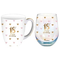 Sweet Heart Mug & Stemless Glass Set - 18th