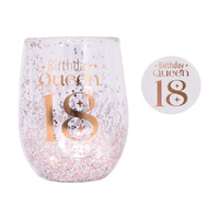 Splosh Celebration - 18th Glitter Stemless Glass & Badge Set