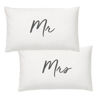 Wedding Mr & Mrs Pillow Case Set by Splosh