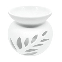Elume Oil & Wax Melt Burner - Round Fern Leaf White