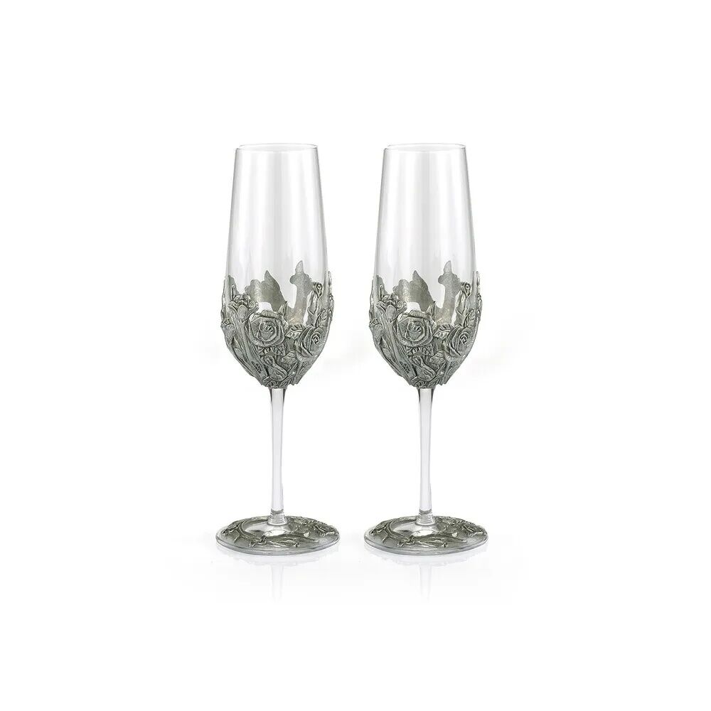 Royal Selangor Roses - Champagne Flute Pair