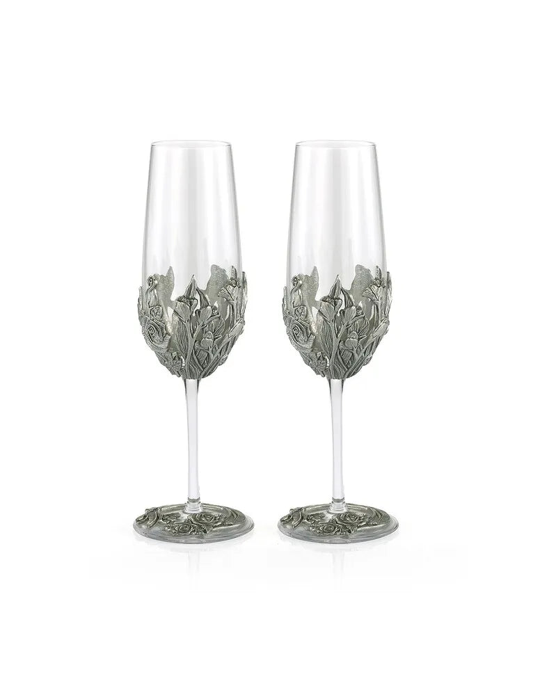 Royal Selangor Roses - Champagne Flute Pair