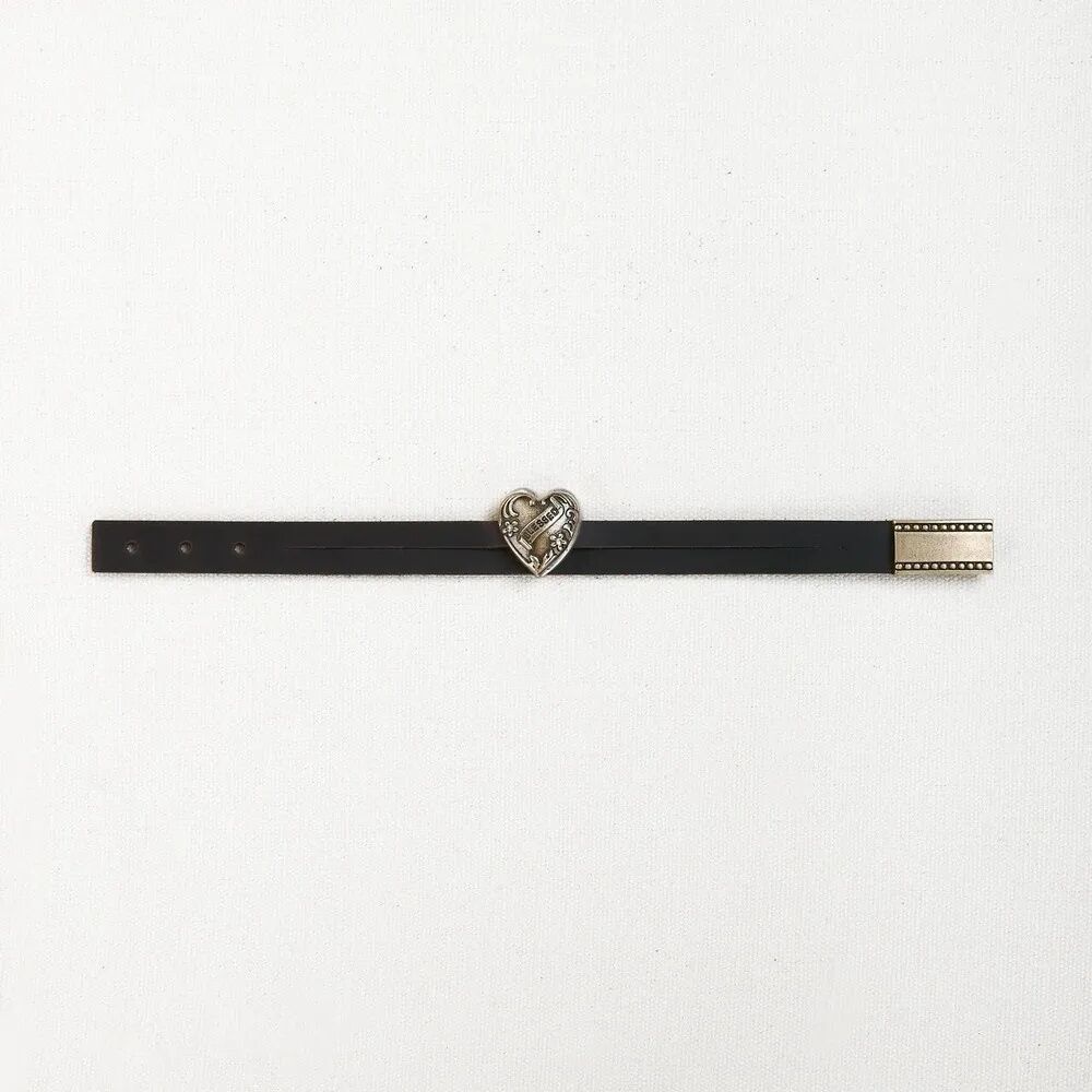 Story Heart Leather Bracelet - Black Blessed