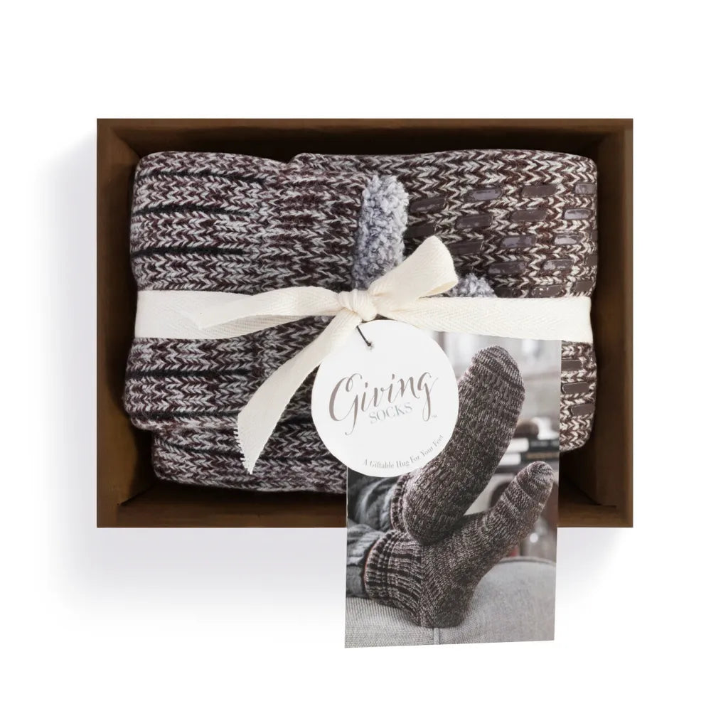 Demdaco Mens Giving Slipper Socks - Expresso