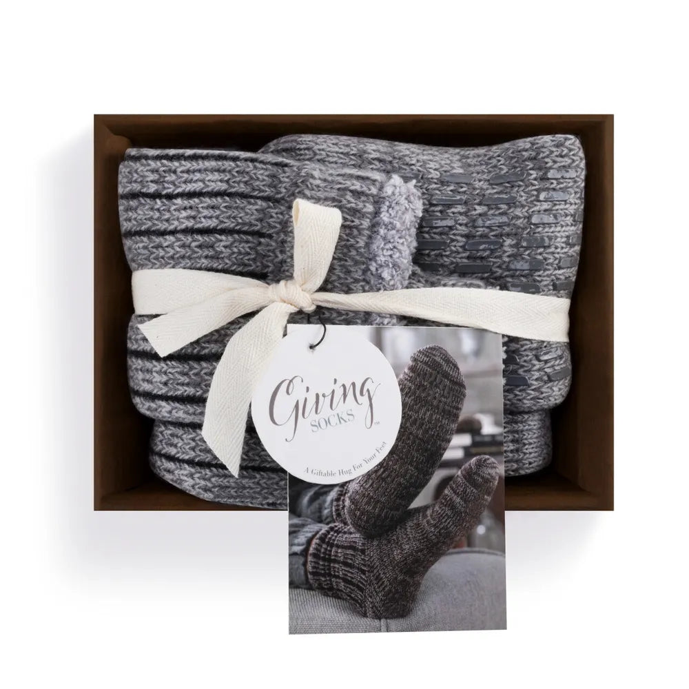 Demdaco Mens Giving Slipper Socks - Gray