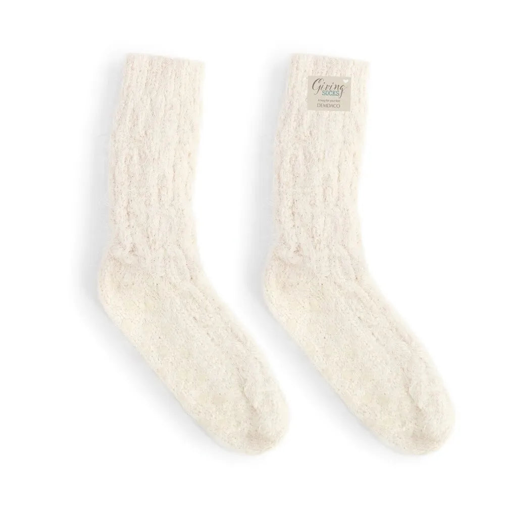 Demdaco Giving Fuzzy Socks - Cream