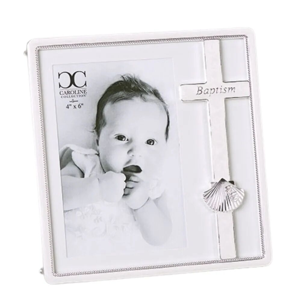 Roman Inc Caroline Collection - Baptism Photo Frame - White