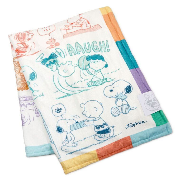 Hallmark Gifts - Peanuts 75th Anniversary Through The Years Plush Throw Blanket