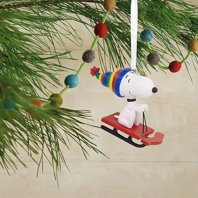 Hallmark Resin Hanging Ornament - Peanuts Snoopy on Sled