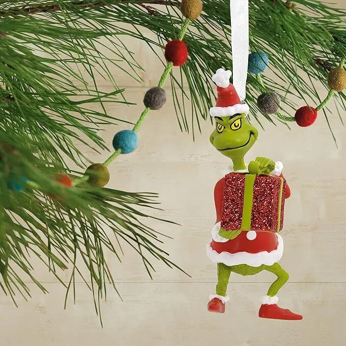 Hallmark Resin Hanging Ornament - Dr Seuss The Grinch with Present