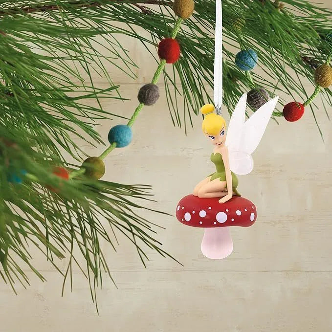 Hallmark Resin Hanging Ornament - Disney Tinker Bell on Mushroom