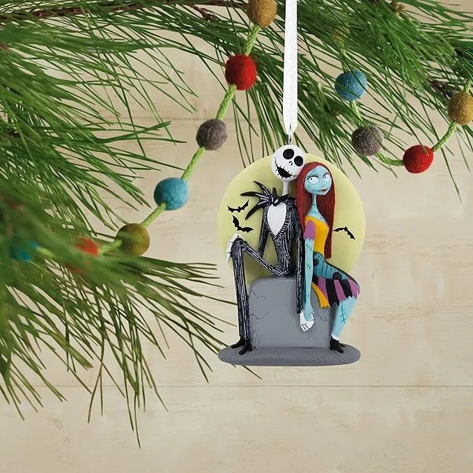 Hallmark Resin Hanging Ornament - Disney Nightmare Before Christmas Jack and Sally on Tombstone