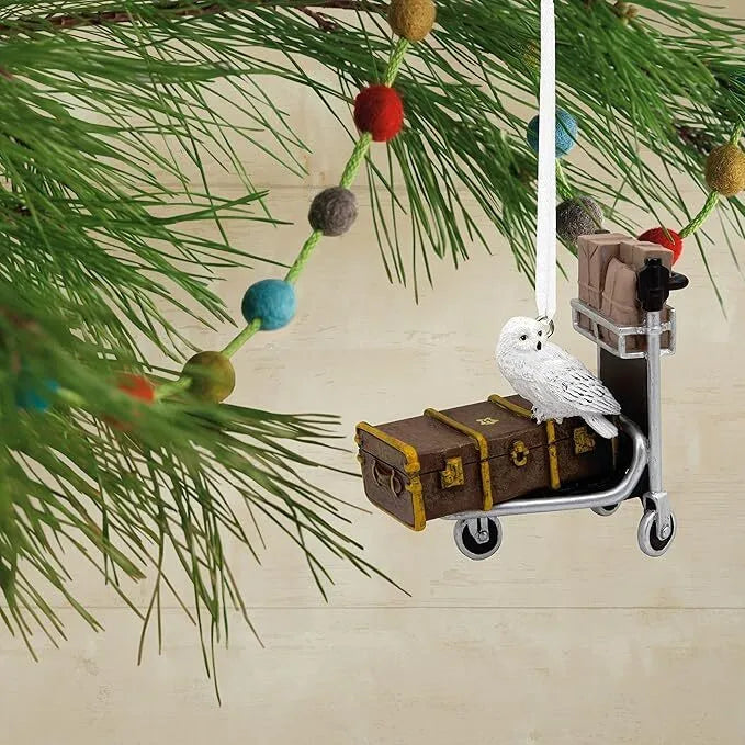 Hallmark Resin Hanging Ornament - Harry Potter Luggage Trolley with Hedwig