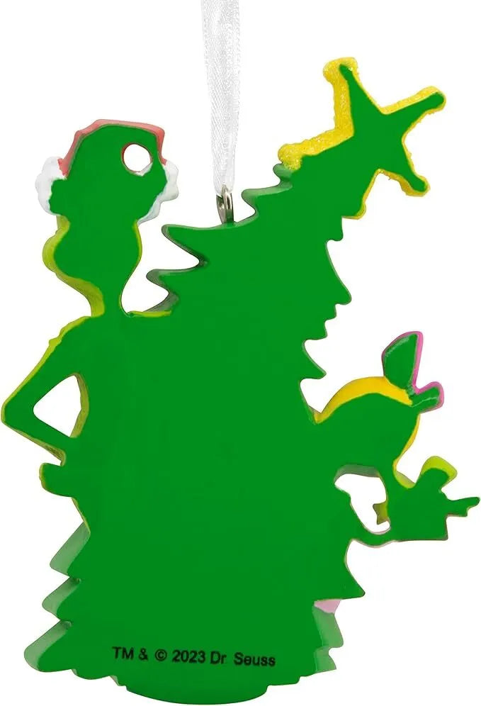 Hallmark Resin Hanging Ornament - Dr Seuss The Grinch with Cindy Lou Bas Relief
