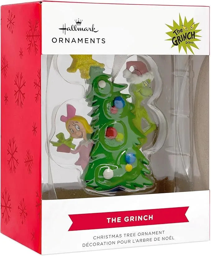 Hallmark Resin Hanging Ornament - Dr Seuss The Grinch with Cindy Lou Bas Relief