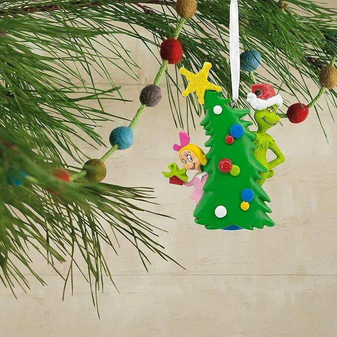 Hallmark Resin Hanging Ornament - Dr Seuss The Grinch with Cindy Lou Bas Relief