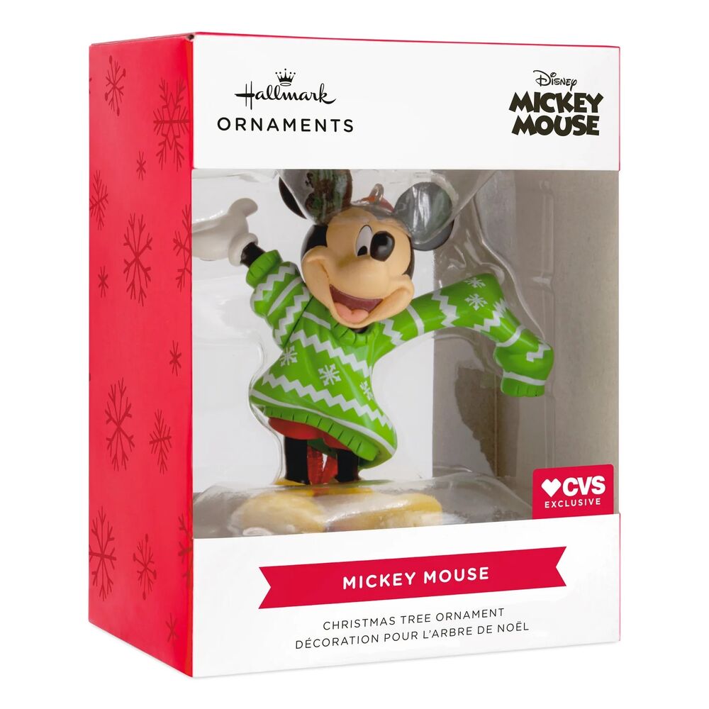 Hallmark Resin Hanging Ornament - Disney Mickey Mouse in Christmas Sweater