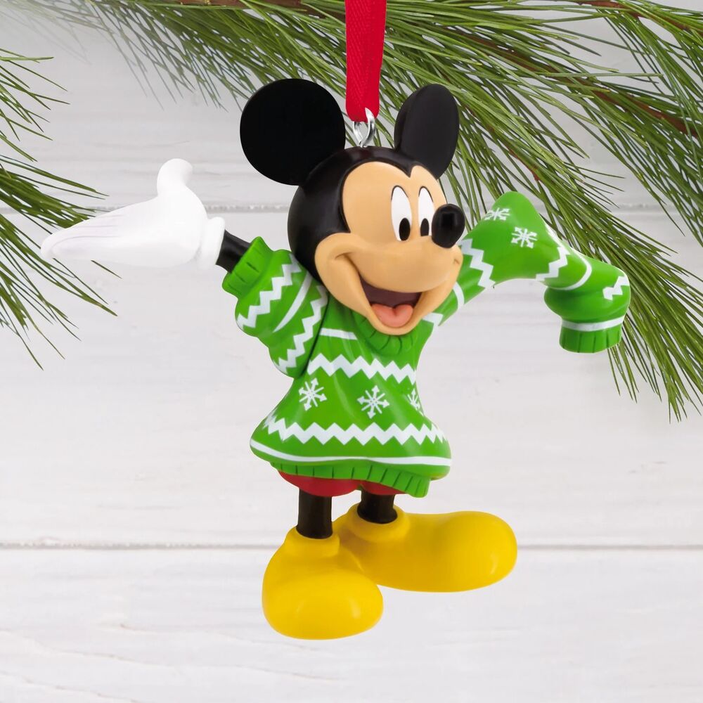 Hallmark Resin Hanging Ornament - Disney Mickey Mouse in Christmas Sweater