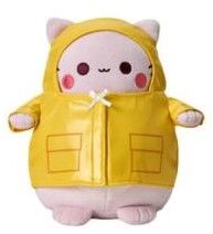 Pembe the Pink Cat Plush - Yellow Raincoat
