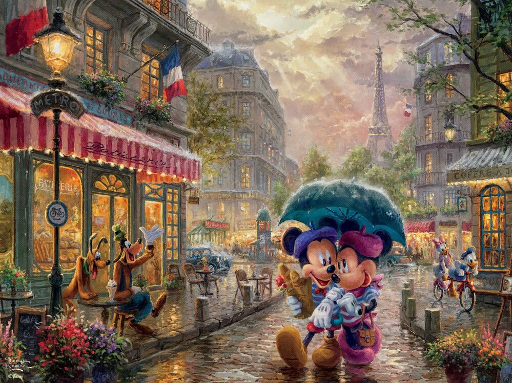 Thomas Kinkade Disney 300pc Oversized Puzzle - Mickey and Minnie in Paris