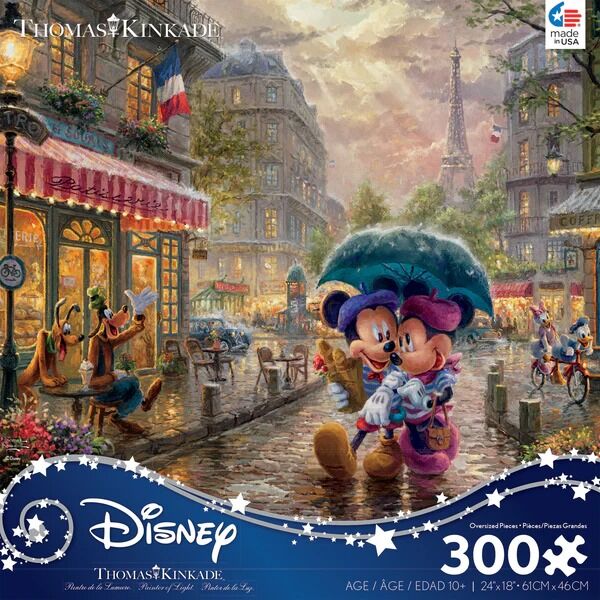 Thomas Kinkade Disney 300pc Oversized Puzzle - Mickey and Minnie in Paris