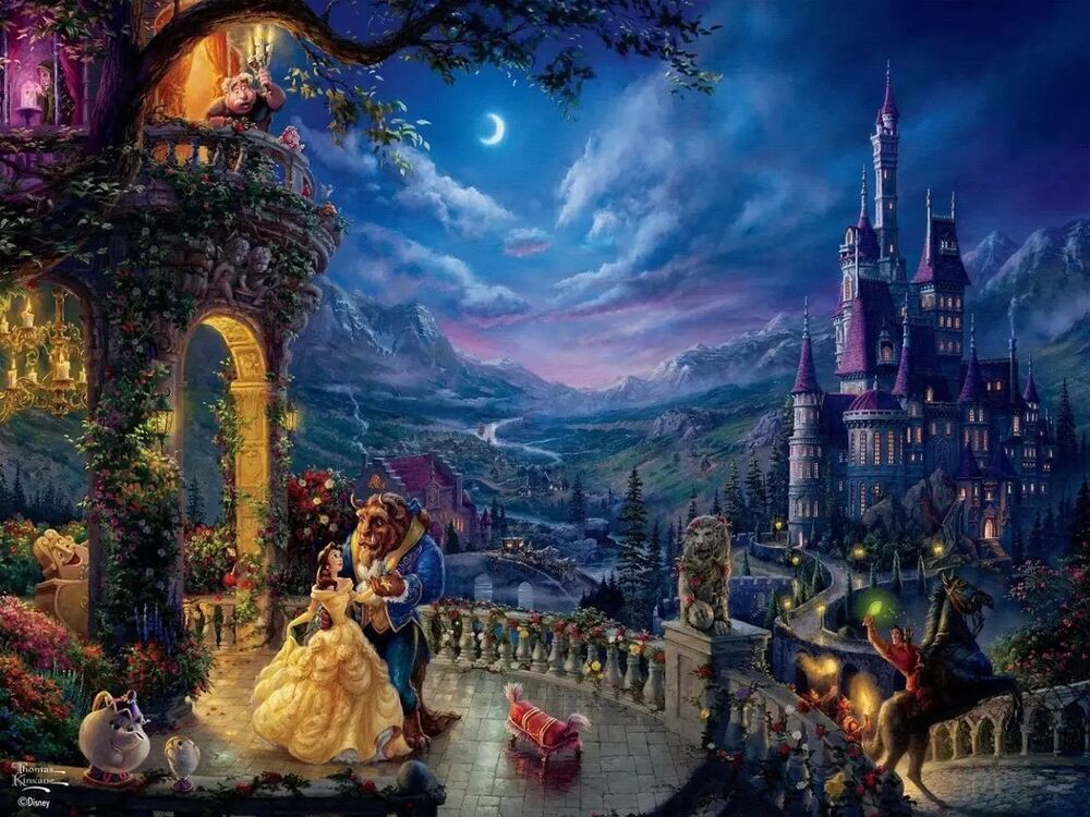 Thomas Kinkade Disney 300pc Oversized Puzzle - Beauty and the Beast in the Moonlight