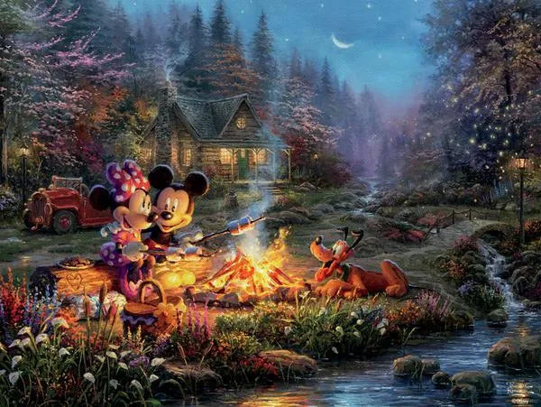 Thomas Kinkade Disney 750pc Puzzle - Mickey And Minnie Sweetheart Fire
