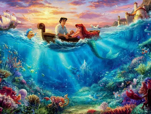 Thomas Kinkade Disney 750pc Puzzle - The Little Mermaid Falling In Love