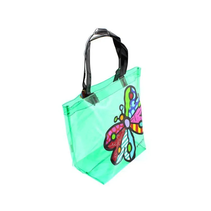 Romero Britto Tote Bag - Green with Butterfly