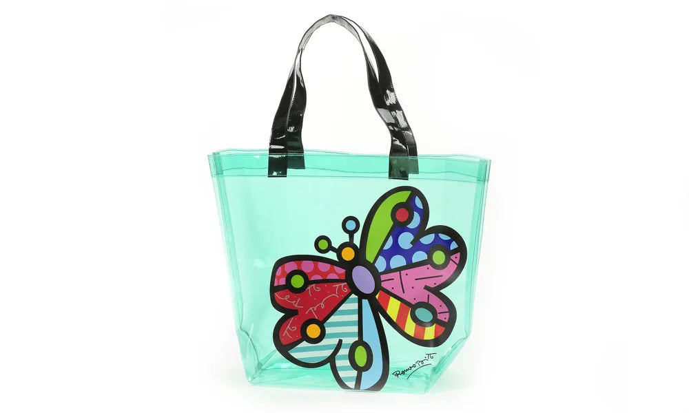Romero Britto Tote Bag - Green with Butterfly