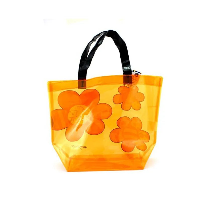 Romero Britto Tote Bag - Orange with Flowers
