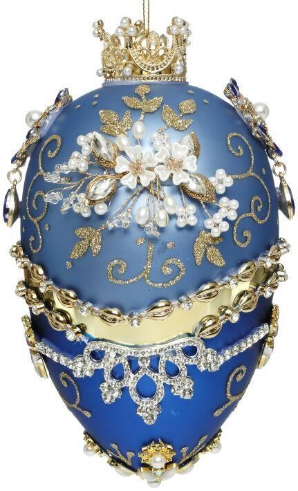 Mark Roberts Faberge Jewel Egg Hanging Ornament - Blue