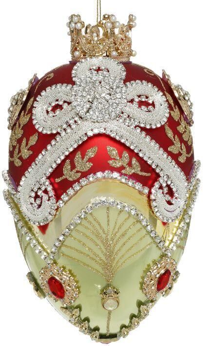 Mark Roberts Faberge Jewel Egg Hanging Ornament - Green & Red