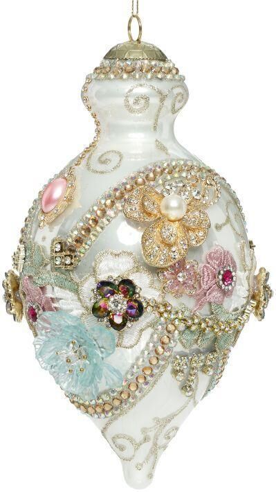 Mark Roberts King's Jewel Fancy Finial Hanging Ornament - White