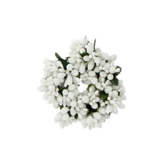 Raz Ornament - Beaded Berry Candle Ring White 4in