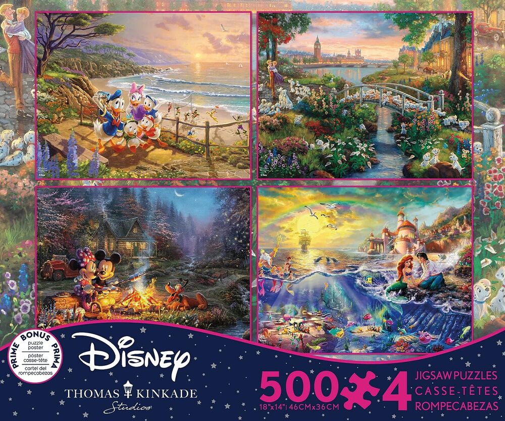 Thomas Kinkade Disney 4 X 500pc - S10