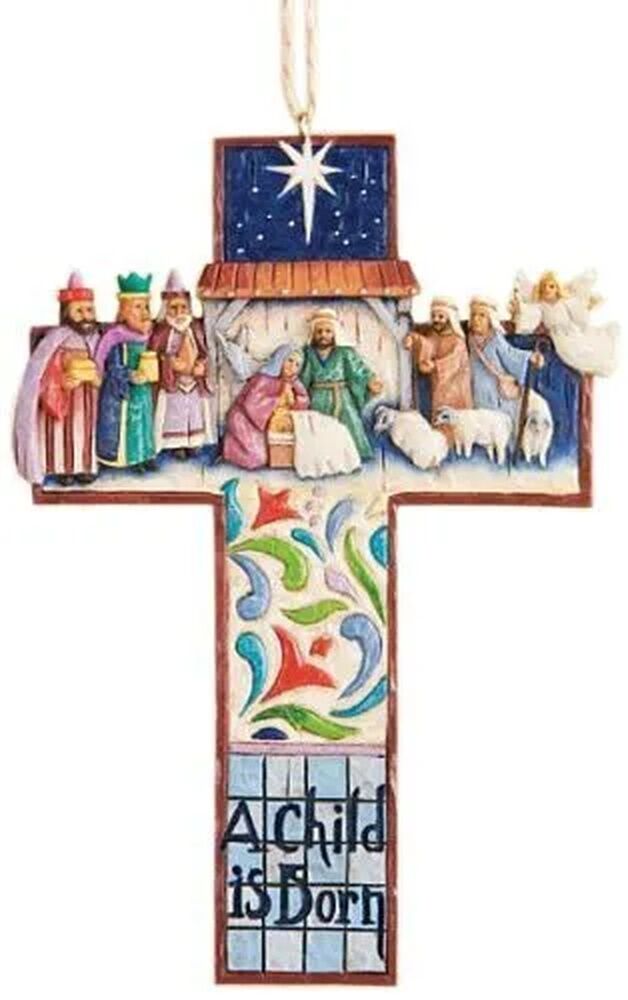 Jim Shore Heartwood Creek - Nativity Scene Cross Hanging Ornament