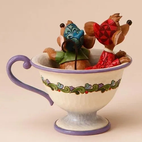 Jim Shore Disney Traditions - Cinderella Jaq And Gus In Teacup - Tea for Two