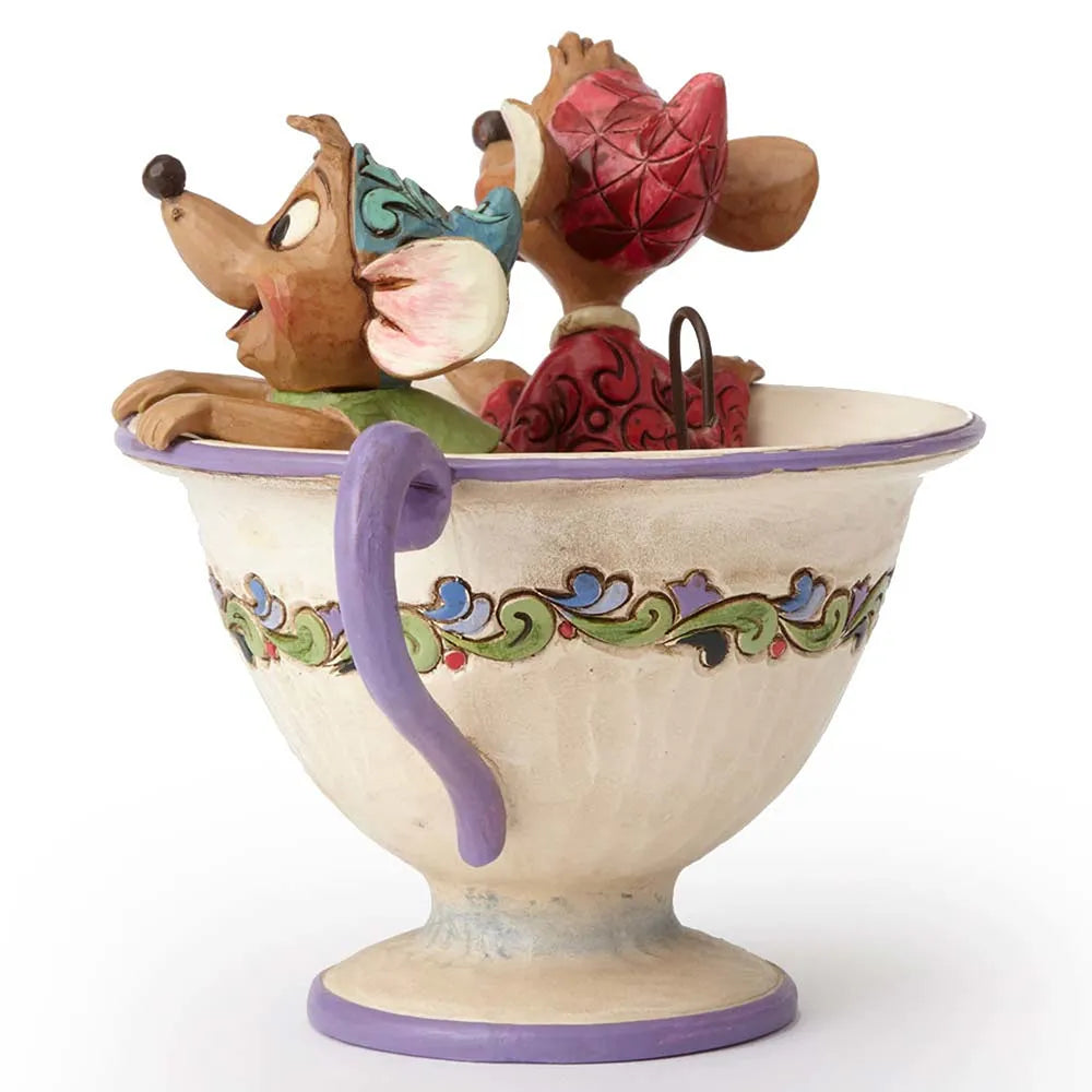 Jim Shore Disney Traditions - Cinderella Jaq And Gus In Teacup - Tea for Two
