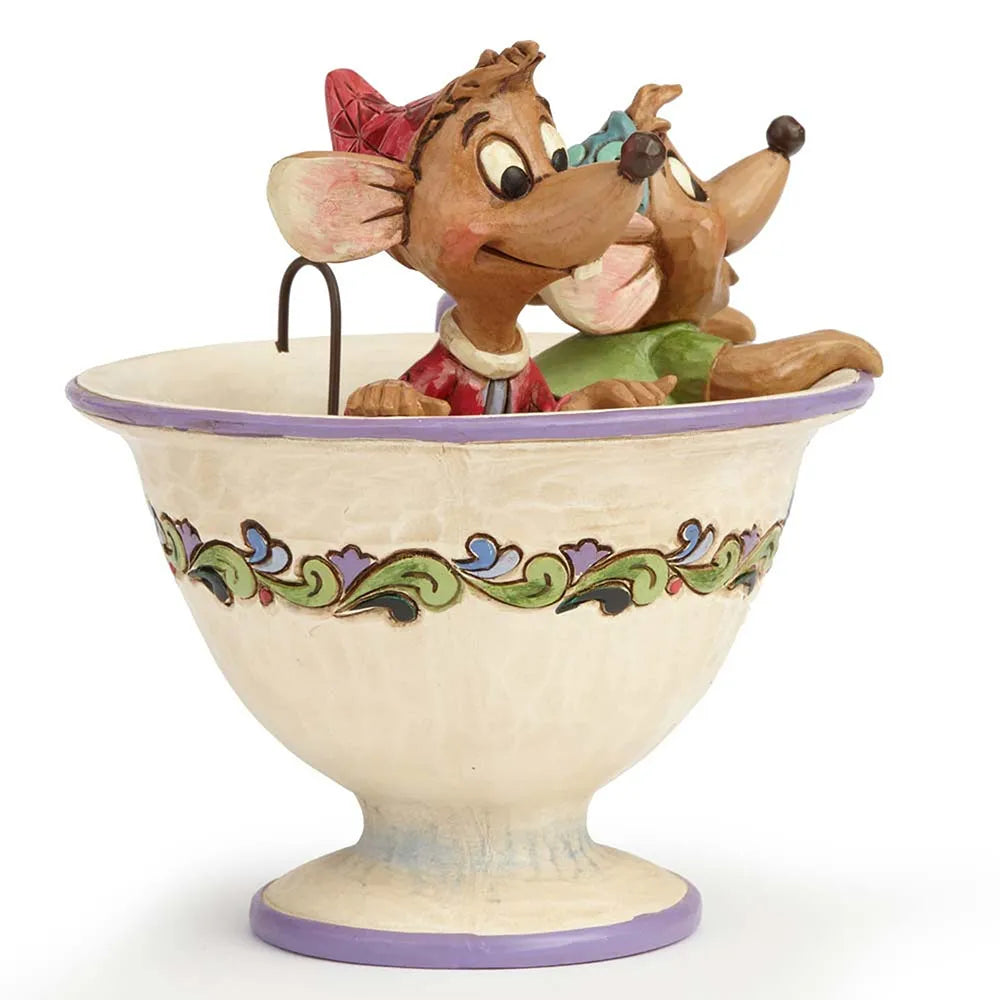 Jim Shore Disney Traditions - Cinderella Jaq And Gus In Teacup - Tea for Two