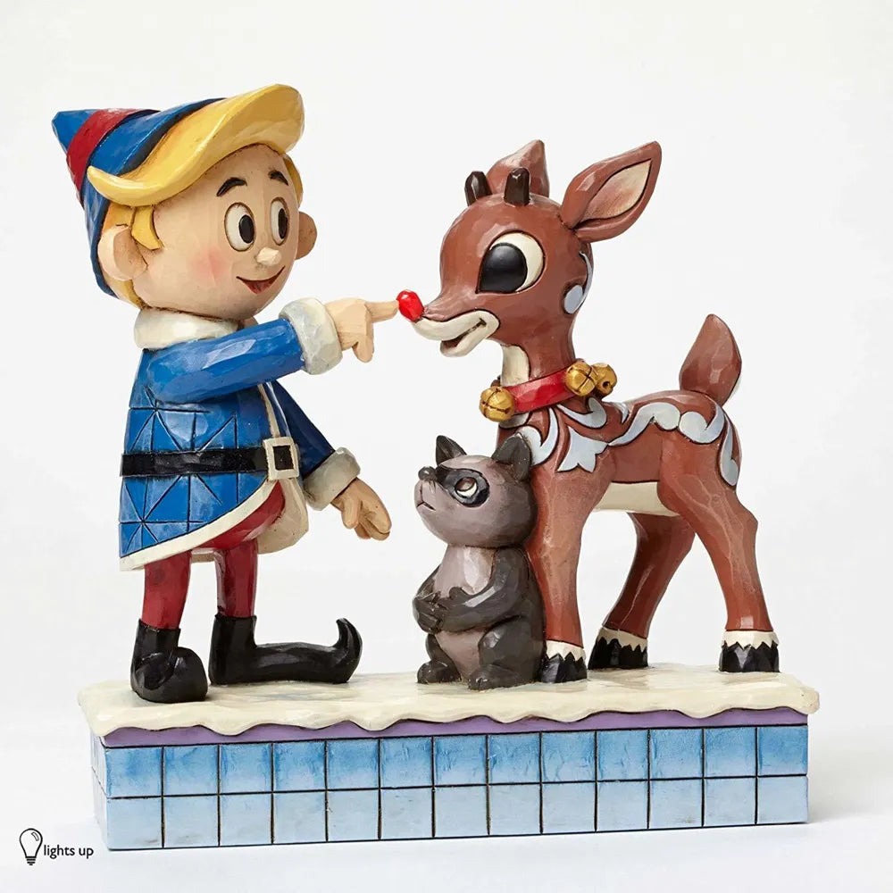 Rudolph Traditions by Jim Shore - Hermey and Rudolph with Lighted Nose