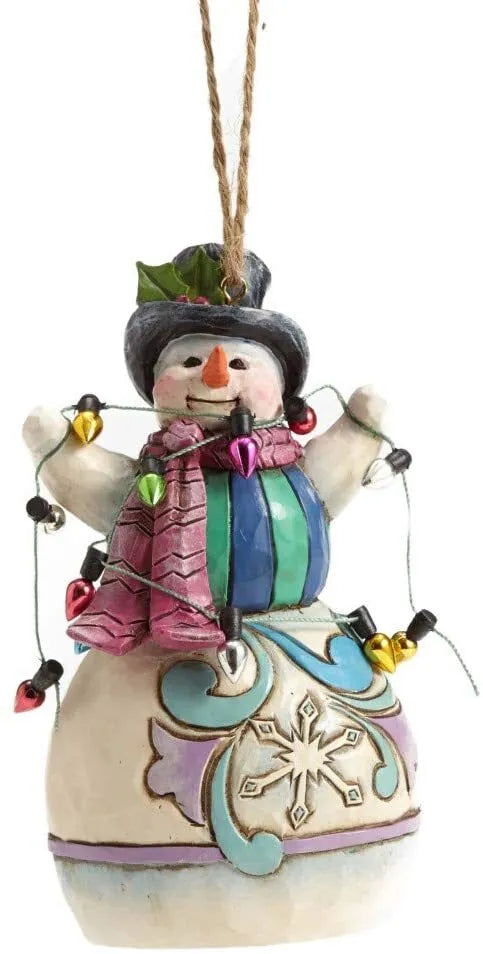 Heartwood Creek Hanging Ornaments - Snowman Wrapped Up in Lights
