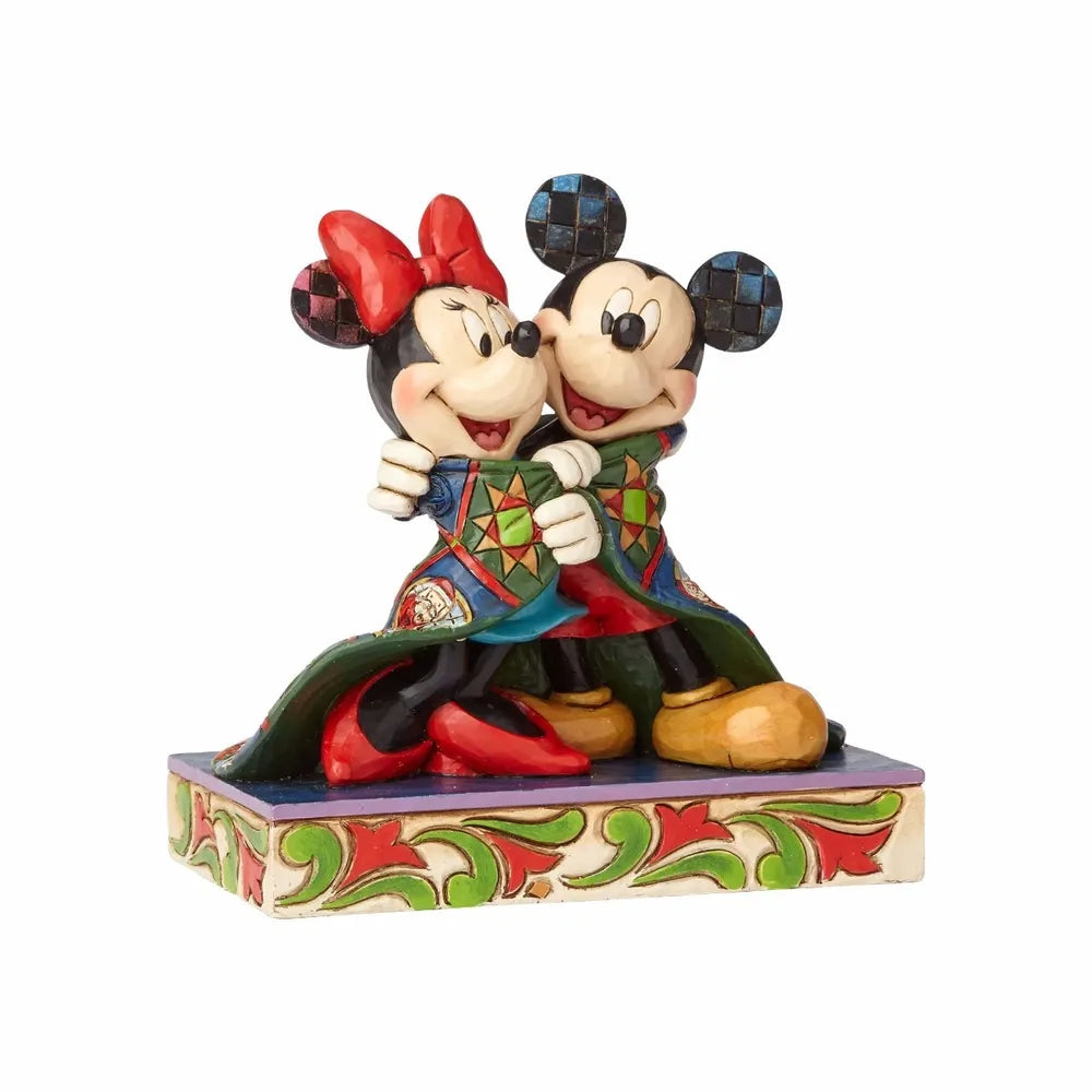 Jim Shore Disney Traditions - Mickey And Minnie Mouse Wrapped In Quilt Figurine