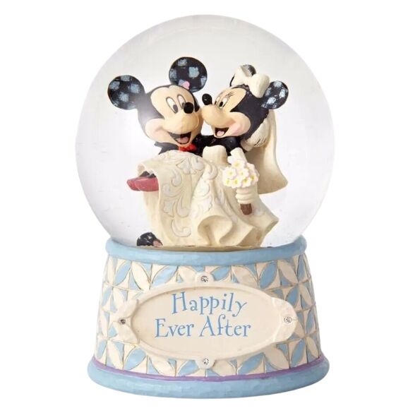 Jim Shore Disney Traditions Water Ball - Mickey and Minnie Mouse - Happily Ever After