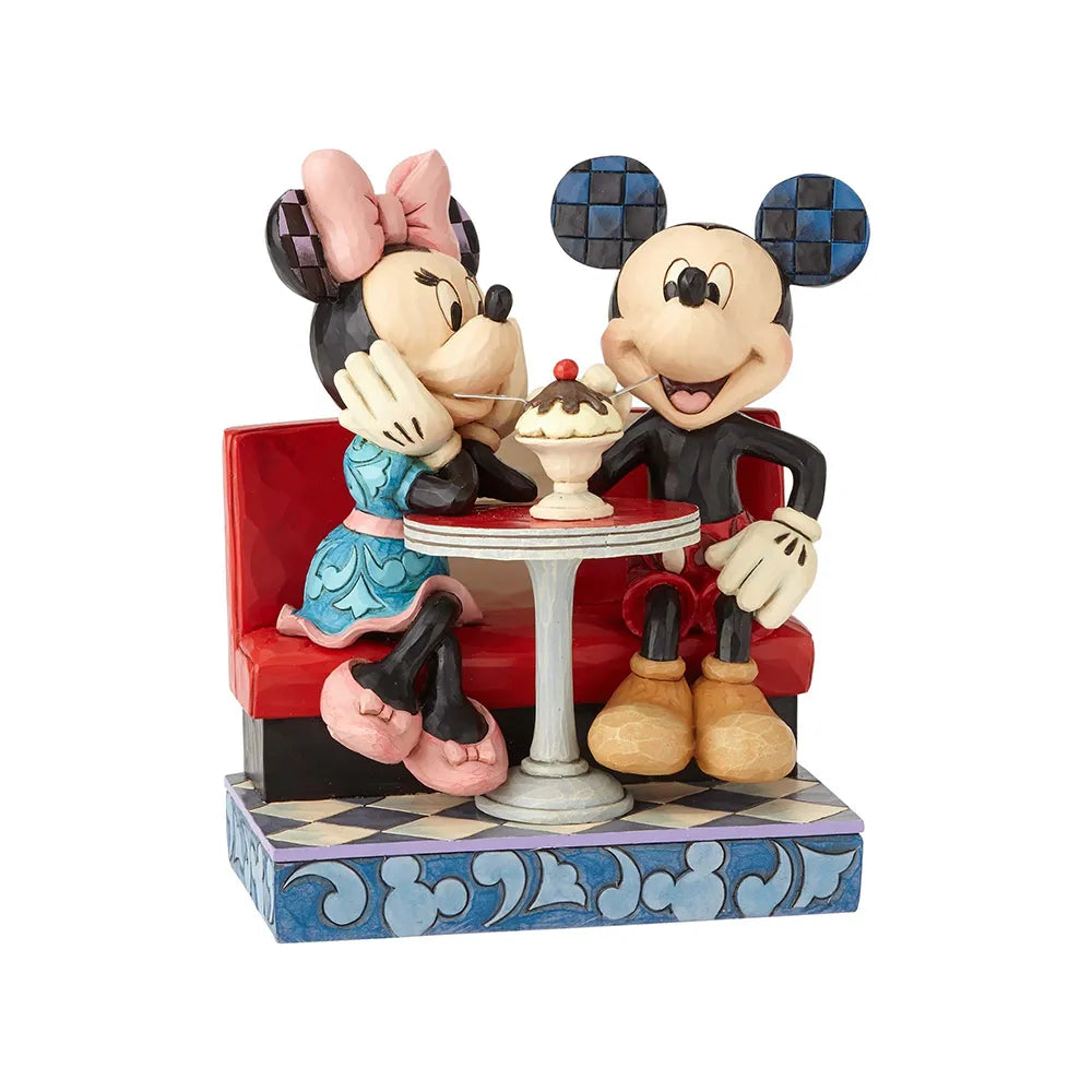 Jim Shore Disney Traditions - Mickey & Minnie Mouse In Soda Shop - Love Comes In Many Flavours