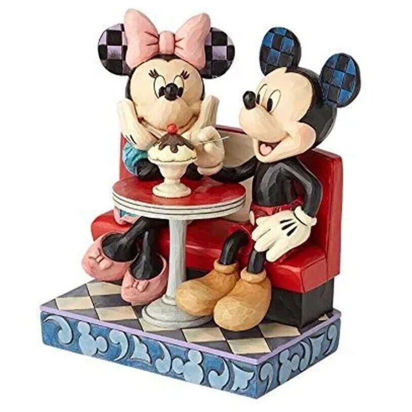 Jim Shore Disney Traditions - Mickey & Minnie Mouse In Soda Shop - Love Comes In Many Flavours