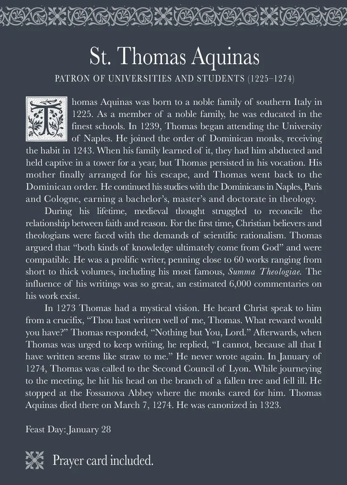 Roman Inc - Saint Thomas Aquinas - Patron of Universities and Students