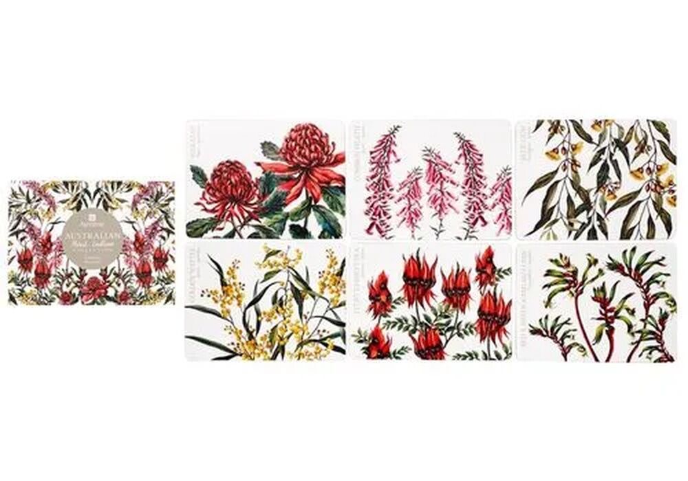 Ashdene Australian Floral Emblems - Assorted Placemats 6 Pack