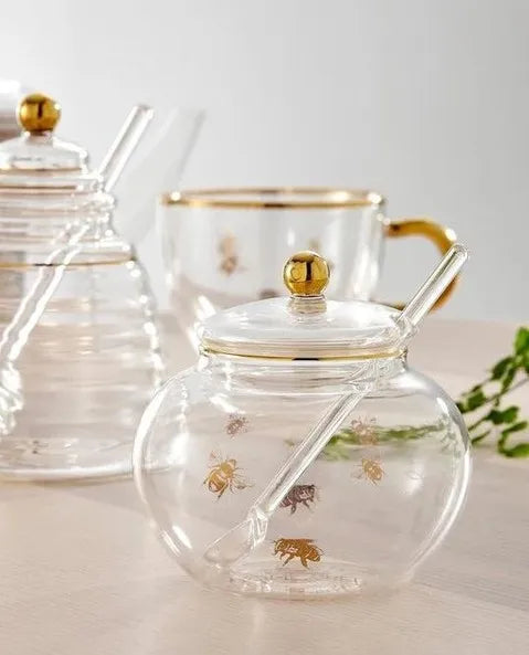 Ashdene Honey Bee - Glass Sugar Bowl With Spoon