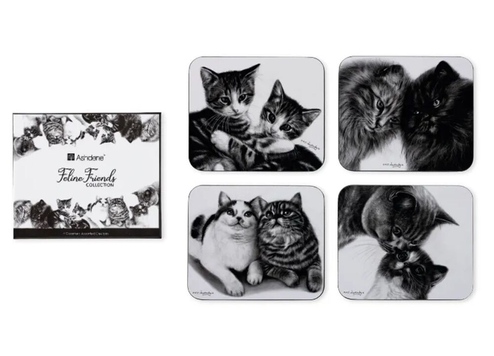 Ashdene Feline Friends - Assorted Coaster 4 Pack